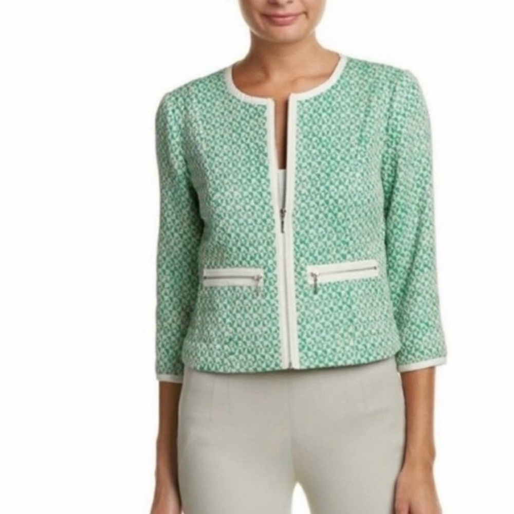 Cabi Green Clover Tweed Crop Jacket 6